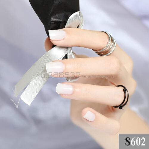 2017 New 24pcs false nails Beige colour candy short paragraph round square head simple comfortable multicolor all wrapped S602