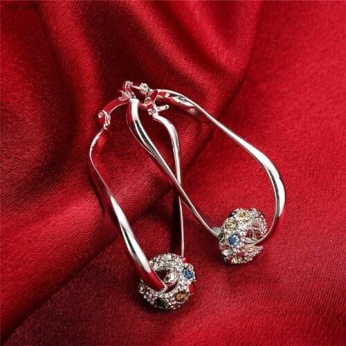 New 925 Sterling Silver Colorful crystal beads drop Earrings for woman party fashion Jewelry charm Trendsetter Christmas Gifts