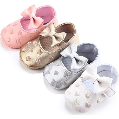 Embroidered Heart Bow BABYS Shoes Baby Shoes Toddler Shoes