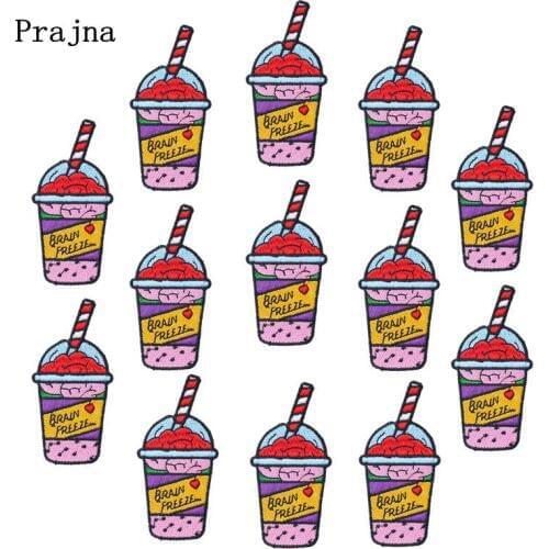 Prajna 10PCS BRALN FREEZE Drink Patch Embroidered Patches For Clothing Iron On Patches Cartoon Patches For Clothes Applique DIY