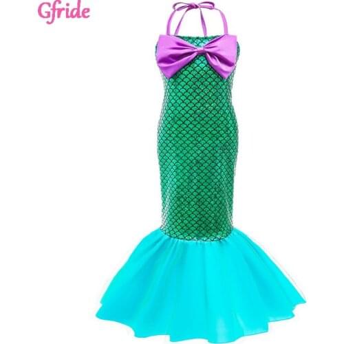Little Girls Princess Mermaid Dress For Kids Mermaid Costume Dress Up Photography Cosplay Christmas Party Long Gown Clothing