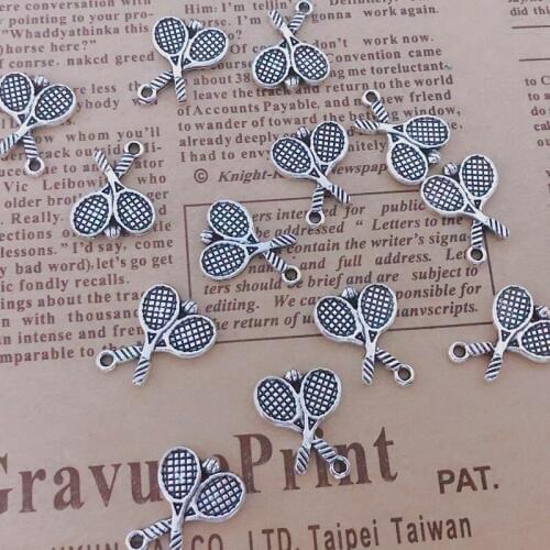 Wholesale 30pcs Charms Tennis racket 18x15mm Tibetan Silver Plated Pendants Antique Jewelry Making DIY Handmade Craft