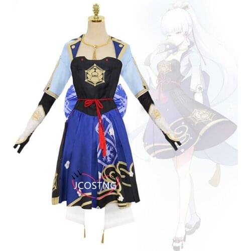Hot Game Genshin Impact Kamisato Ayaka Cosplay Costume Carnival Halloween Costumes Women Party Sexy Dress Uniform Outfit Wig