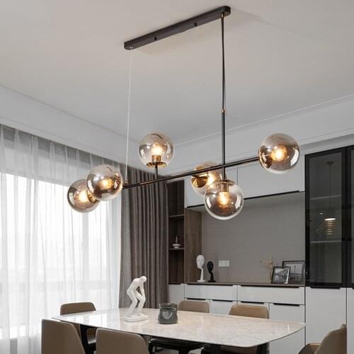 Retro chandelier minimalist lighting for kitchen bar long nordic glass ball light LED design LOFT dining room bar e27 chandelier