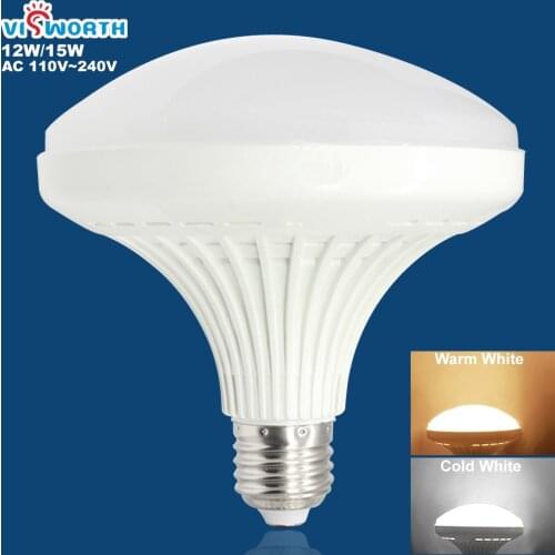 VisWorth E27 Led Bulbs SMD2835 45pcs Leds Spotlight 12W 15W AC 110V 220V 240V Warm Cold White Led Lamp Energy Saving
