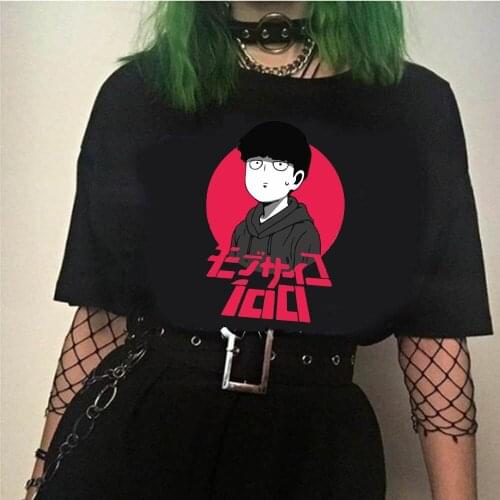 Vintage T-Shirts O-Neck Short Sleeve T-shirt Mob Psycho 100 Anime Summer Womens T-shirt Tops