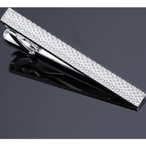 High-end brand tie clip mens wedding dress accessories hand grinding silvery metal tie clips classic design style