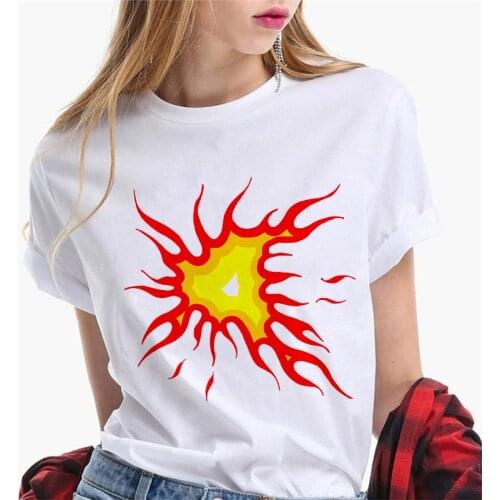 Hot Summer Fire Funny Graphic T-shirt O-Neck Vouge Short Sleeve Tshirt 2021 Women Harajuku Tops & Tees