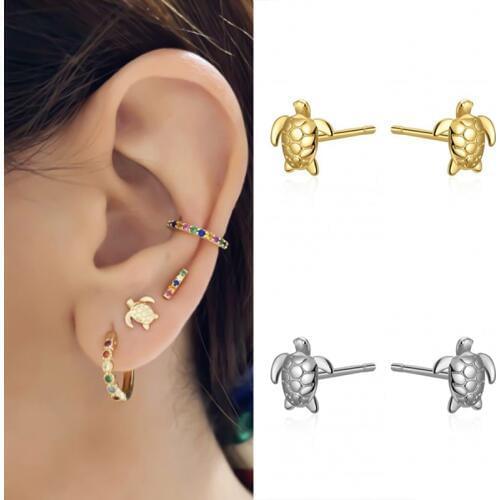 CANNER Tortoise 925 Sterling Silver Stud Earrings For Women Fashion brinco Pierced Earring oorbellen voor vrouwen Couple Gift