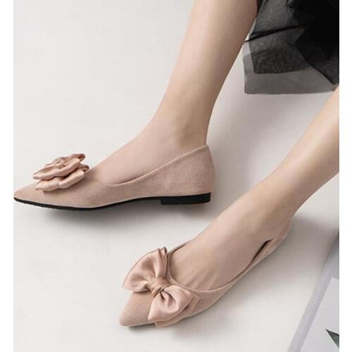 Autumn New Fashion Shallow Mouth Suede Flat Bottom Soft Bottom Large Size Women Shoes