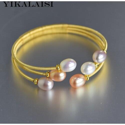 YIKALAISI Handmade Bracelet Natural Freshwater Pearl Bracelet Genuine 8-9mm Pearl Jewelry Style For Women
