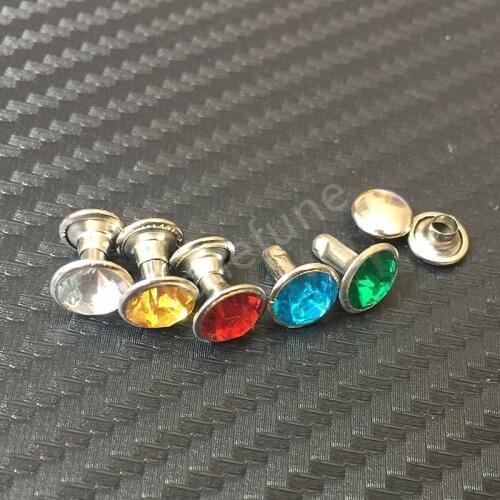 100pcs 8MM 5 colors Rhinestone Rivets Jeans Bags Shoes Craft Decorative Spikes and Studs Nails Accessories for DIY Leather Decor