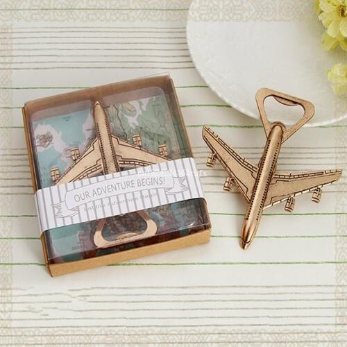 100pcs Antique Flight Bottle Opener Wedding Party Favors Gifts Box Packing Alloy Plane Souvenirs Supplies Bottle Opening Tool