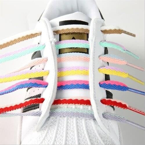 2PCS Double Color Flat Shoelaces Classic Woven Cutout Sneakers Color Block Shoelace Flat Shoes Lace Candy colors Lace straps