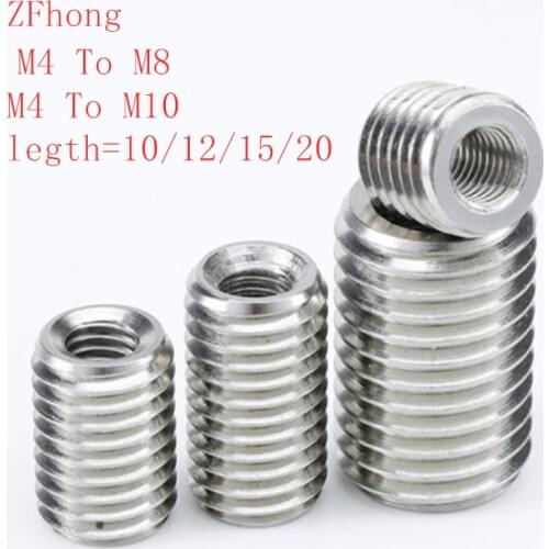 20pcs stainless steel 304 M4 inside m8 m10 outside thread Adapter screw wire thread insert sleeve Conversion Nut Coupler