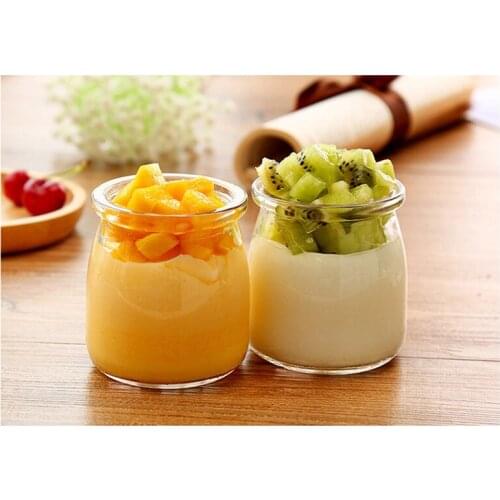 6PCS Wish Bottle Mini Yogurt Pudding Bottle Glass Jar Milk Jelly Bottle Baking Pan Food Storage Container 100ML/ 150ML/200ML