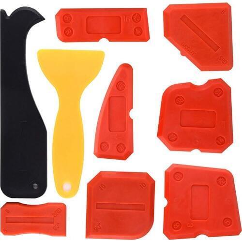 9 Pieces Silicone Sealant Finishing Tools Smoothing Caulking Tool Kit for Kitchen Bathroom Floor Sealing, Red