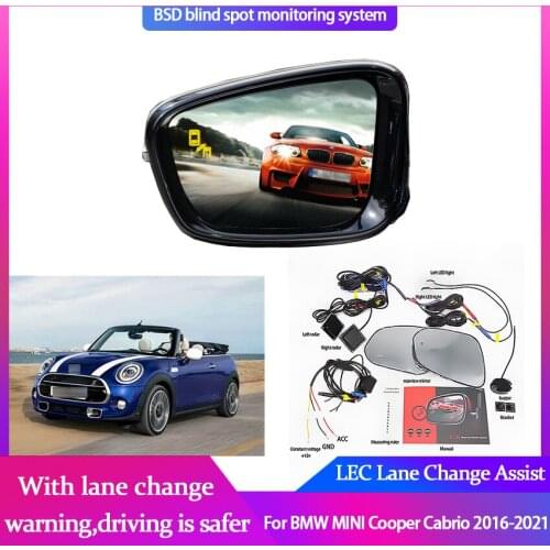 Car BSA BSM BSD for BMW MINI Cooper Cabrio 2016-2021 Blind Spot Radar Detection System Warning Sensor Mirror LED Light Warning