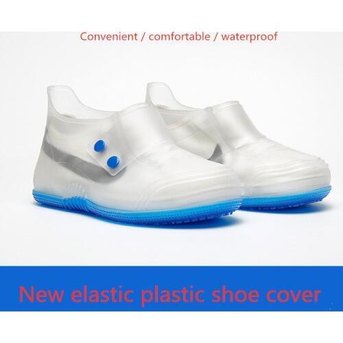 Transparent water shoes new low shoes cover men and women non-slip thick bottom fashion simple buckle waterproof rain boots ladi