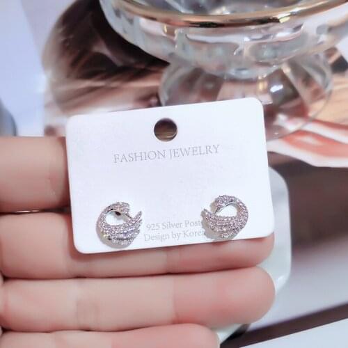 Brillian Korean Mini Women Earrings Little Swan Crystal Wedding Dance Fashion Jewelry Animal Jewelry Personalized Gift
