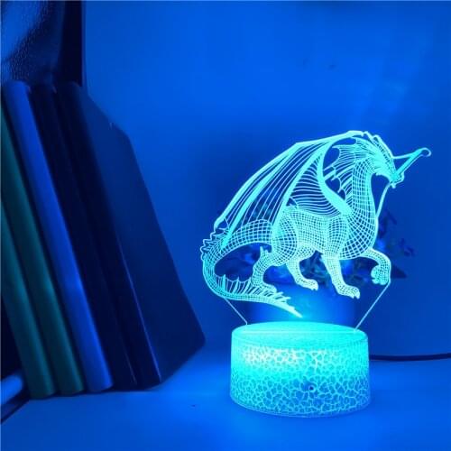 Kids Ngiht Light Projector LED Wivern Night Light Acrylic 3D Desk Lamp Party Hotel Room Club Wyvern Nightlight Atmosphere Decor