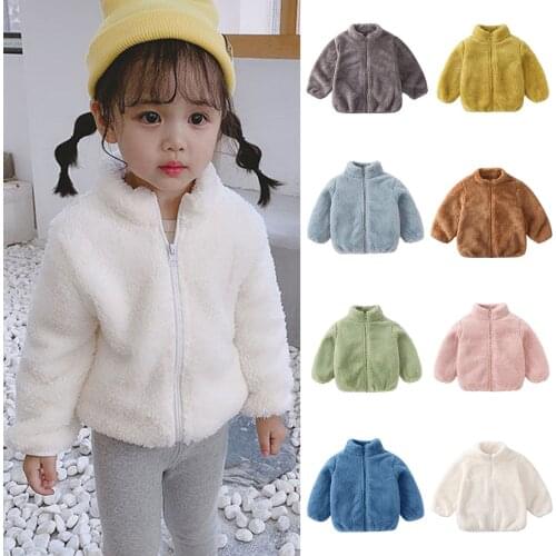 6M-4Years Infant Baby Coat Toddler Girls Boys Zipper Sweatshirt Tops Wool Coats Surcoat Jacket Winter Autumn Warm Outwear