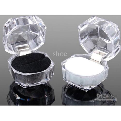EMS freeshipping 100pcs organic glass rings box size 4cm (1.6") * 4cm (1.6")*3cm(1.2") mix 3 color
