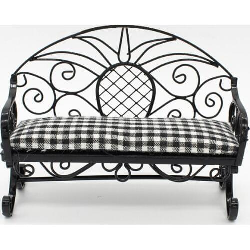 G10-X172 children baby gift Toy 1:12 Dollhouse mini Furniture Miniature rement accessories Garden iron double chair 1pcs