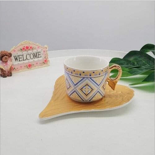 Bone China Coffee Cup Sets Colorful Flower Ceramic Tea Cups And Saucers British Office Teacup Porcelain Nice Gift