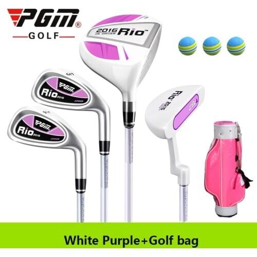 PGM Golf Rio Gril Cue Kit Junior Children Complete Set 4Clubs Lever Boy Beginner Putter Wood irons Standard Package Graphite