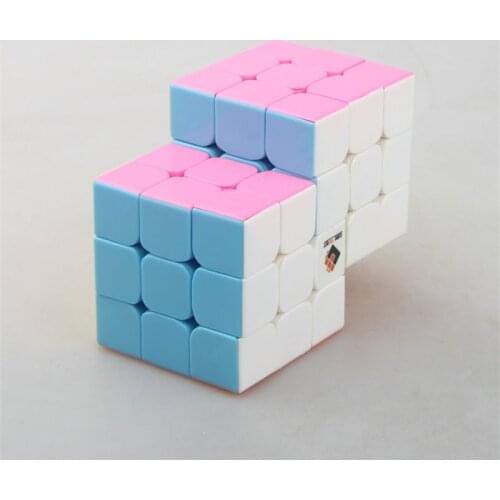Cube Twist Double 3x3 Conjoined Magic Cube Puzzle Toy for Brain Training cubo magico - Colorful