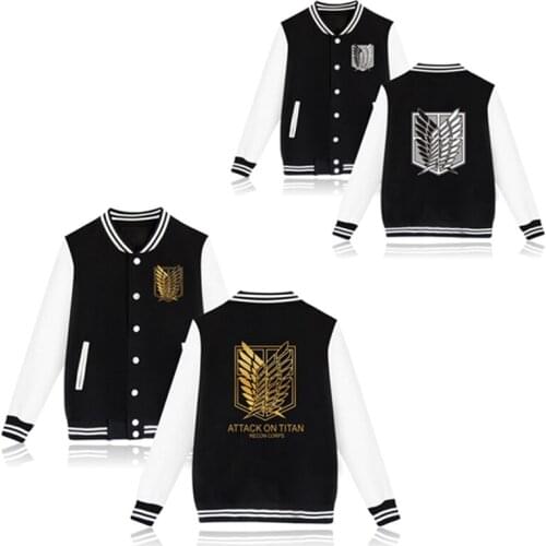 Anime Attack on Titan Baseball Uniform Wings of Freedom Coat Japan Tracksuit Men Bomber Jacket Winter Fashion Streetwear