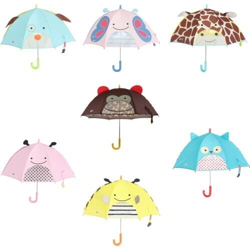 Cute Cartoon Creative Umbrella Animal 3D Ear Modeling Antirust Long-Handled Outdoor Gift Toys Kids Umbrella For Boys Girls