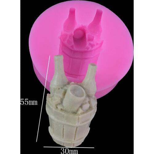 Minsunbak DIY Beer barrel Wine bottle Chocolate Silicone Mold Fondant Cake Decoration Mold 3D Cake Baking Tools Silicone Tools