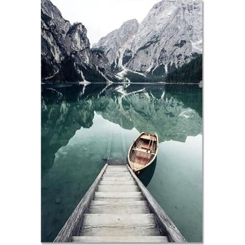 Nature Landscape est Mountain Lake Boat DIY Cross Stitch Embroidery 11CT Kits Craft Needlework Set Printed Canvas Room