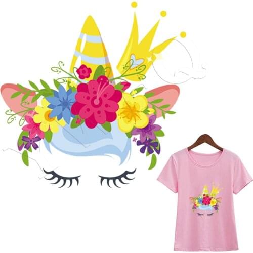 Girls Unicorn Iron-On Transfer Shirts Jeans Stickers Iron On Diy Accessory Heat Transfer Clothes Stickers Applique Clothes