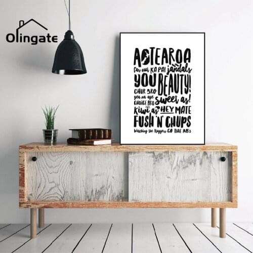 New Zealand Quote Canvas Picture Prints Modern Minimalism Black and White Letter Wall Art One Piece Wall Poster Home Room Decor
