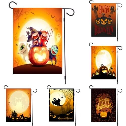 2020 NEW Happy Halloween Fancy Garden Flag Funny Elements Drawn Festival Household Decor Horrible Pumpkin Castle Print Flags