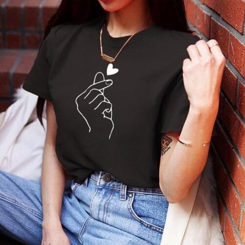 New Arrival Women T Shirt Graphic Love Hand Funny Summer Tops Plus Size Tee Shirt Femme Hipster Clothes Streetwear Tshirt Brand