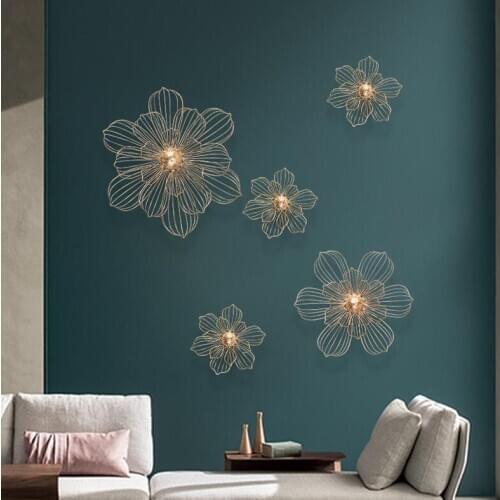 New Chinese Luxury Wrought Iron Flower Wall Hanging Home Livingroom Wall Sticker Decoration Hotel Club Proch Wall Mural Crafts
