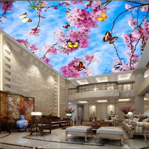 Beibehang Custom large living room lobby ceiling wallpaper mosaic peach ceiling roof murals ceiling photo wall mural wallpaper