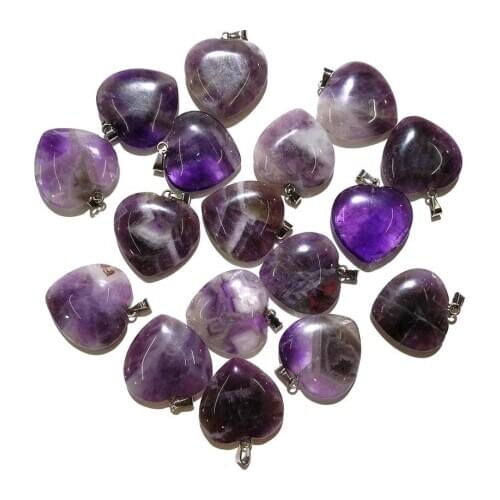 Natural Semi Precious Stone Pendant Heart Shaped Amethystes DIY For Making Necklaces Bracelets And Earrings Package Sale