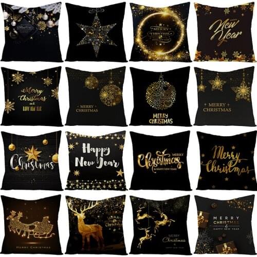 Christmas Piollow Case Xmas Elk Seat Cover Decoration Christmas Party Sofa Decoration Throw Pillow Case 45*45cm