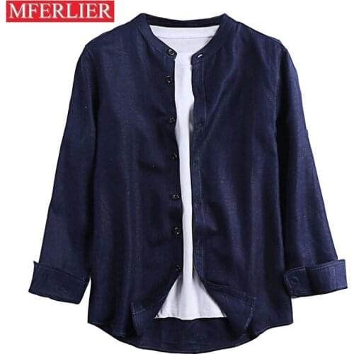 Spring autumn Plus size men shirt 8XL bust 144cm 5XL 6XL 7XL Loose cotton linen shirts for men