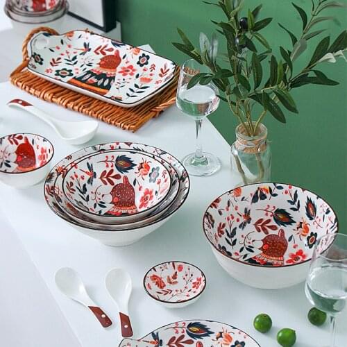 Hand-painted Bear Dinner Plates Ceramic Dessert Cake Serving Tray Rice Bowl Steak Plate Seasoning Dish Home Kitchen Dinnerware