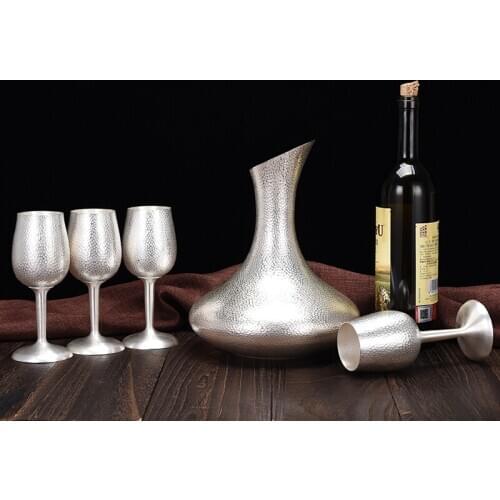 Sterling silver 999 red wine glass home European style tall red wine glass [5 pieces] sterling silver wine set 1851g