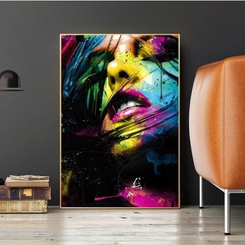 Modern Colorful Art Graffiti Women Portrit Canvas Painting Painted Decoration Wall Art Picture for Living Room Home Decoration