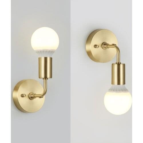Modern Nordic LED Wall Lights Fixtures Brass Copper Living Room Bathroom Light Mirror Vintage Wall Sconce Beside Lamp