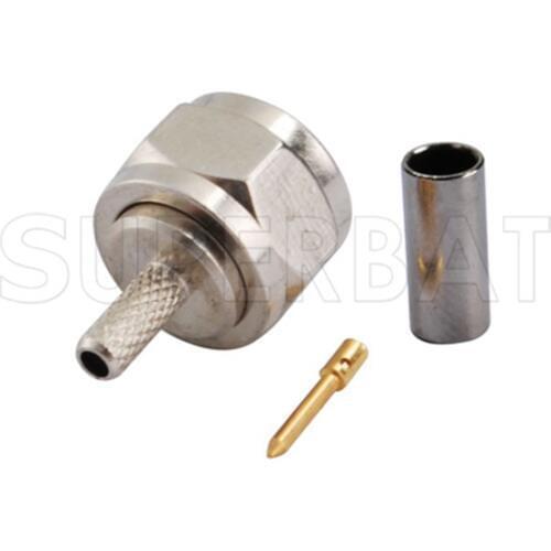 Superbat 10pcs 75 Ohm F Crimp Plug RF Coaxial Connector for RG179