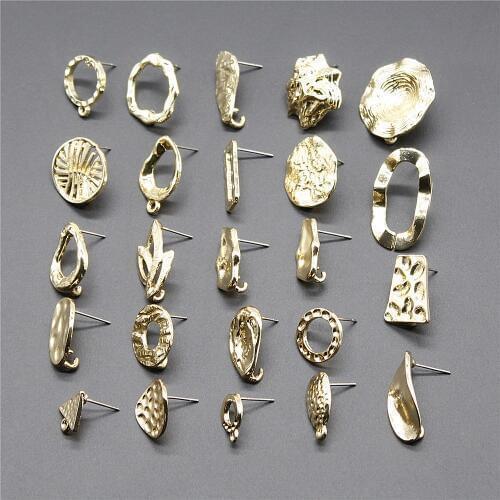 WYSIWYG 10pcs Ear Stud Jewelry Findings Earrings Making Accessories Golden Distorted Earrings Base Connectors Earring Making